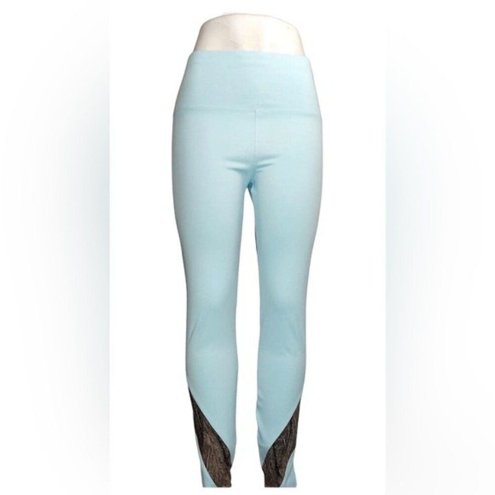 Soulgani California Love Leggings Blue Black Mesh Medium Petite Womens NWT